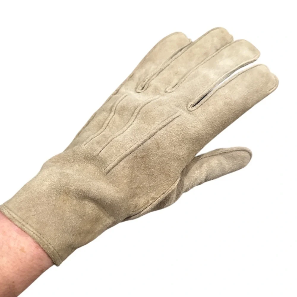 Mid Century Gemsco Taupe Suede Driving Gloves Size 7.5
